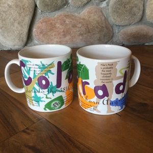 Pair of Starbucks State of Beans Colorado Large Mugs from 1997
